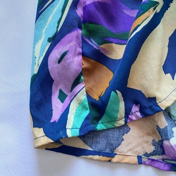 NWT ABEL THE LABEL PURPLE GREEN SALVIA PRINT SHORT SLEEVE HIGH LOW MAXI DRESS - Picture 7 of 8